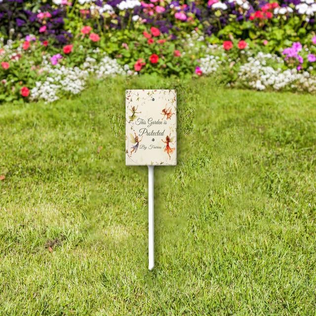 Uptell This Garden is Protected By Fairies Yard Signs with Stakes Aluminum Sign for House/Front Door Outdoor Decoration,Weather Resistant 8x12 Inch