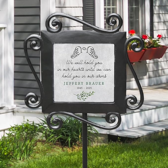 Personalized Memorial Garden Stake with Angel Wings and Heartfelt Quote for Outdoor Tribute