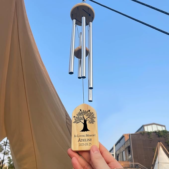 Memorial Wind Chimes - Sympathy Gift for Loss of Loved One - In Memory of Mother or Father - Condolence & Remembrance Gift