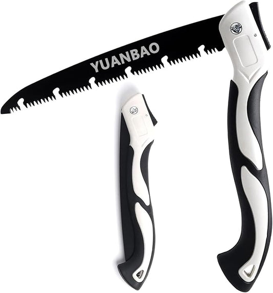 12 Inch Folding Saw, Pruning Hand Saw for Wood Cutting, Garden Pruner with SK5 Curved Blade, Triple- Cut Razor Teeth, Foldable Handsaw for Tree Trimming, Camping, Gardening and Carpentry