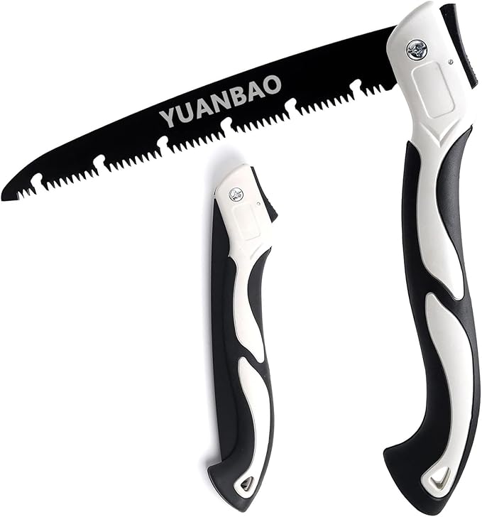 8 Inch Folding Saw, Pruning Hand Saw for Wood Cutting, Garden Pruner with SK5 Curved Blade, Triple- Cut Razor Teeth, Foldable Handsaw for Tree Trimming, Camping, Gardening and Carpentry