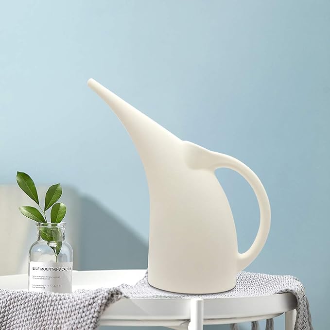 Watering Can for Indoor and Outdoor Plants - 1/2 Gallon - White Color