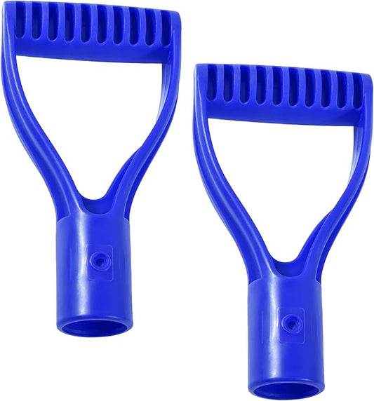2 Pcs ID 1.26" Blue Shovel D-Shaped Grip Handle,PVC Shovel D Straight Grip Handle,Plastic Spade Replacement Snow Removal Garden Accessorie Backyard Digging,7.09×3.74-in(H*T)