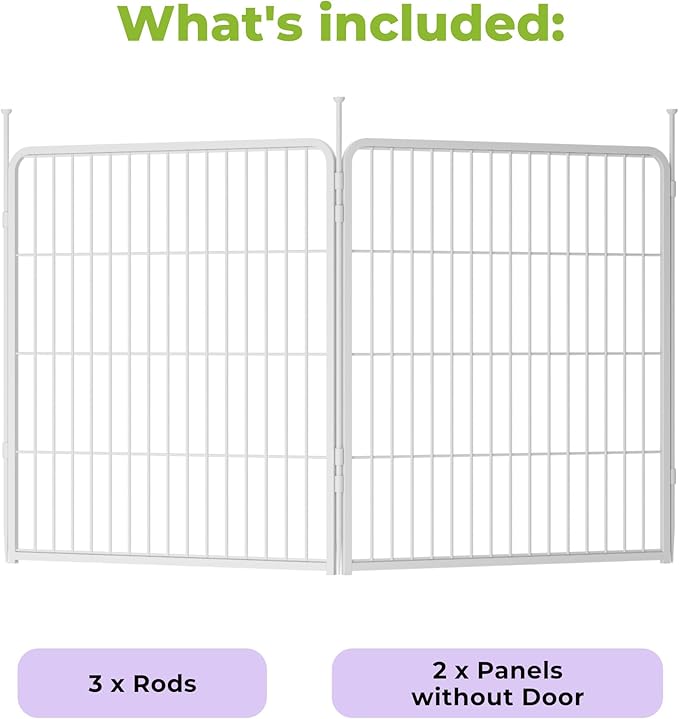 SunsGrove Garden Fence 32 in(H) x 4.5 ft(L) 2 Panels, Heavy Duty Metal Animal Barrier Fence for Dogs, Easy No-Dig Setup, Decorative Dog Fences, White