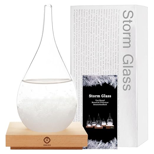 Storm Glass Weather Predictor,Christmas Snow Globe Storm Glass Barometer Weather Predictor, Home and Office Decorative Glass Bottles, Christmas Unique Gifts for Her (L)