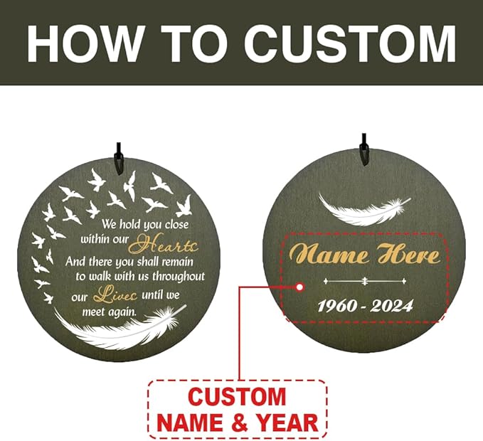Personalized Sympathy Wind Chimes, 36" Deep Tone Wind Chimes for Loss of Loved Father/Mother/Lover, Angel's Feather Memorial Wind Chime, Bereavement Gifts for Funeral (Produced in USA)