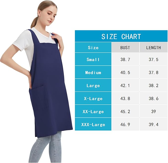 Cotton Linen Apron Cross Back Baking Cooking Gardening Apron for Women with Pockets Pinafore Dress