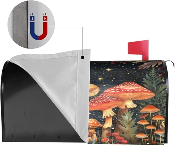 DADABULIU Mailbox Covers Mushroom Forest Vintage Magnetic Letter Post Box Cover Standard Size 21 x 18 Inch Garden Yard Home Decorative