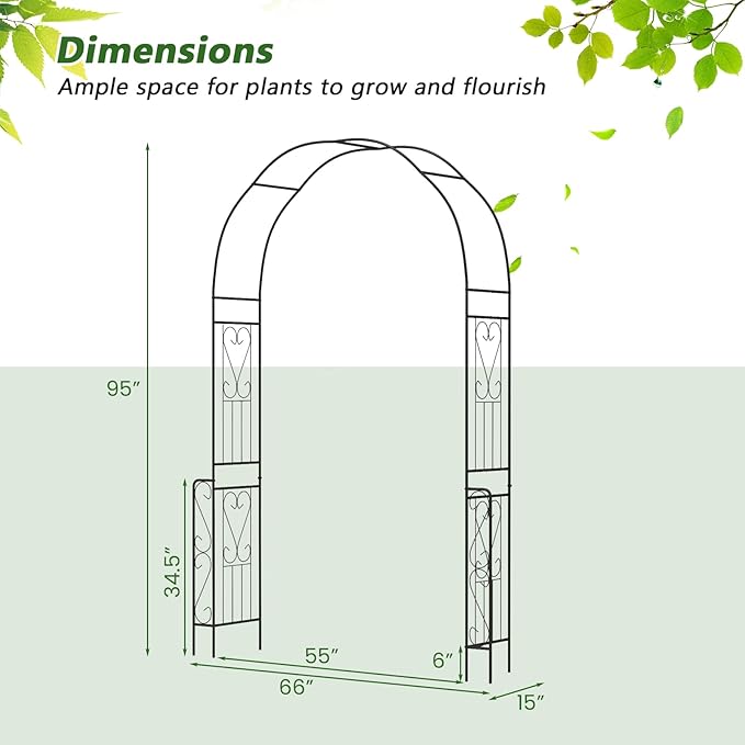 Moccha 7.9 FT Garden Arch Trellis, Metal Pergola Arbor for Climbing Plants Vines Roses, Outdoor Wedding Archway with Sturdy Steel Frame, Garden Arbor for Wedding Party Ceremony Decoration