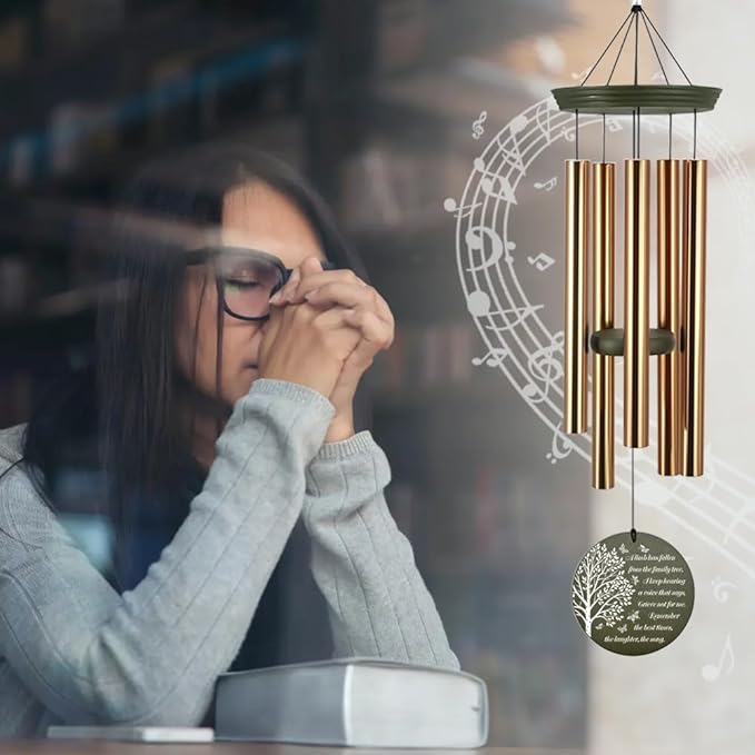 Memorial Wind Chimes Personalized, 36inch Sympathy Wind Chime Custom Name, Life Tree Butterfly Memorial Gifts, for Loss of Loved Dad/Mom, Deep Tone Decor Outside (Produced in USA)