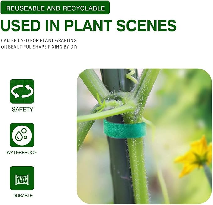 IFNOW Hook and Loop Tape Cable Ties Reusable Fastening Tape Garden Tie Strap Plant Supports Gentle on Plants Plant Ties Garden Tape for Plant (2, Green-0.8in)