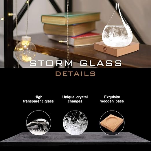 Storm Glass Weather Predictor,Christmas Snow Globe Storm Glass Barometer Weather Predictor, Home and Office Decorative Glass Bottles, Christmas Unique Gifts for Her (M)