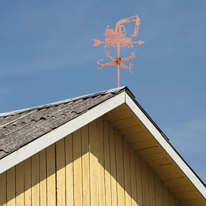 SUPERDANT Digger Weather Vane Engineering Vehicles Metal Weathervane Copper Windvanes Decorative Wind Direction Vanes Signs for Farmhouse Sheds Outdoor Garden Lawn Roof Paddock Decoration