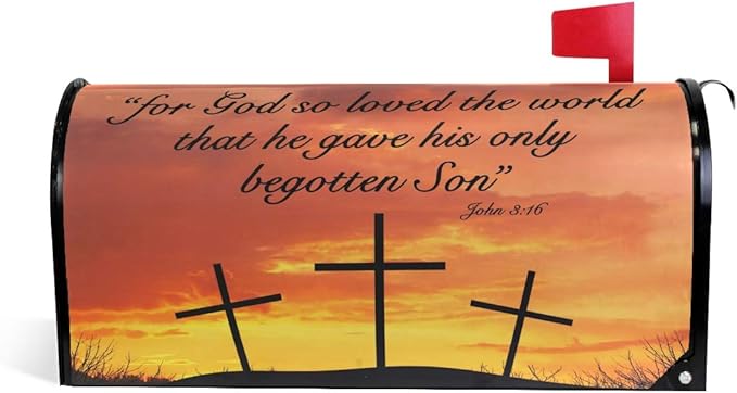 ALAZA WOOR Christian Motivational Quote Crosses Magnetic Mailbox Cover MailWraps Garden Yard Home Decor for Outside Oversized-25.5" x20.8"
