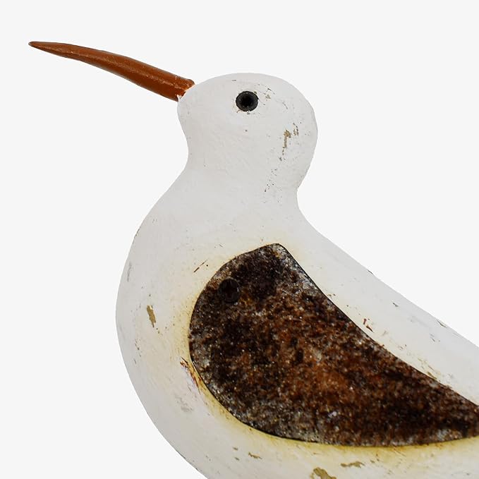 Aecipl Wood Bird Statue Standing Seagull Nautical Decor Coastal Birds Sculpture Indoor Outdoor Animal Figurine Beach Themed Decoration Rustic Home Art for Bedroom Garden (A, M)