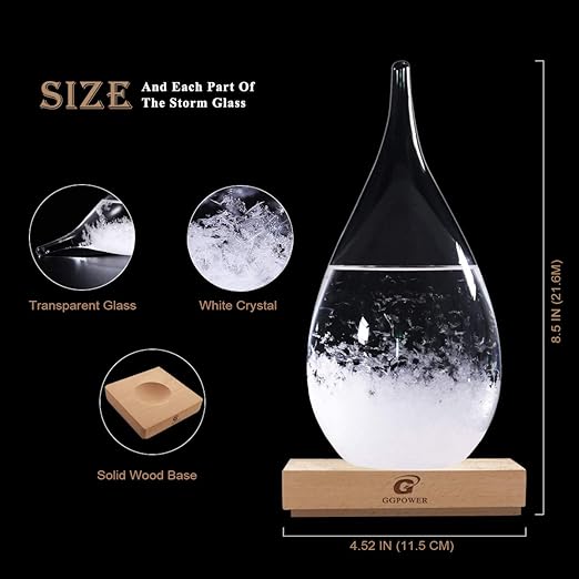Storm Glass Weather Station, Weather Forecaster, Drop-Shaped Glass Barometer, Christmas Decorations Glasss Bottles for Home and Office,Scandinavian Style Decorative Weather Gifts