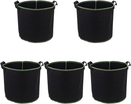 DOITOOL 5 Pack 4 Gallon Plant Grow Bags, Nonwoven Plant Fabric Pots with Handles, Vegetable/Flower/Plant Grow Bags for Nursery Garden Planting