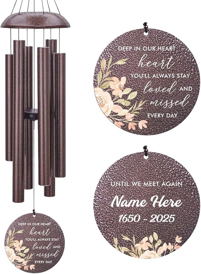 Personalized Wind Chimes, Sympathy Wind Chime, in Loving Memory for Loss of Loved Dad/Mom, Metal Large Memorial Condolences Gifts, Remembrance Wind Chimes for Loss of Loved One, Product in USA