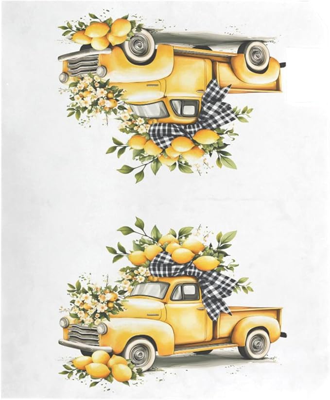 ALAZA Lemon Yellow Old Fashioned Truck Magnetic Mailbox Cover MailWraps Garden Yard Home Decor for Outside Oversized-25.5" x20.8"