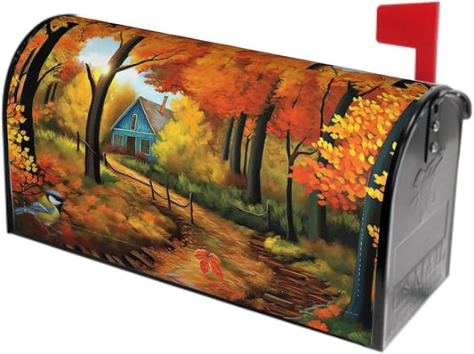 Sweetshow Fall Mailbox Covers Magnetic Maple Leaves Bird Mailbox Cover Autumn Mailbox Cover Magnetic Mailbox Wraps Standard Size 18" X 21" Holiday Garden Mailboxs Decorations for Outside
