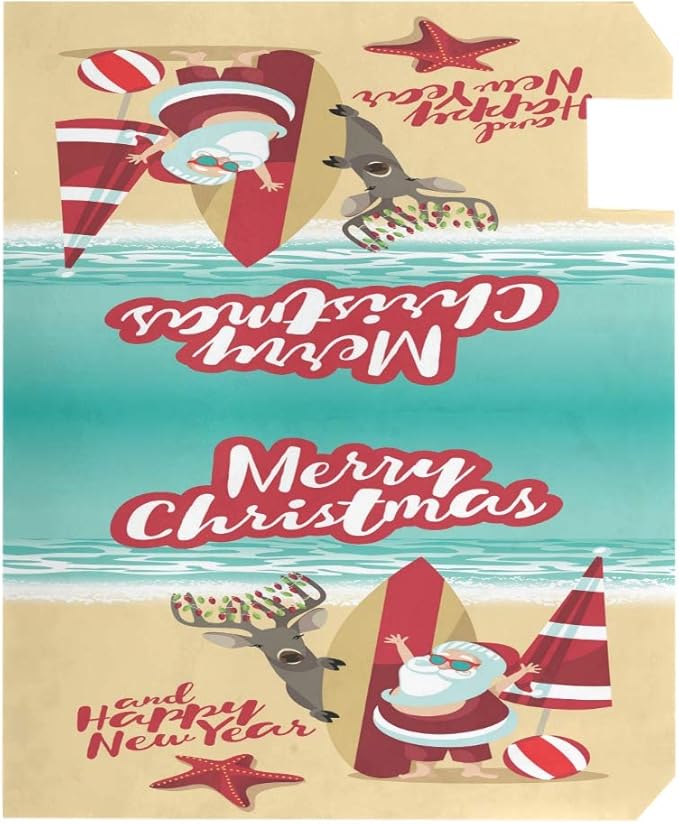 WOOR Santa Claus at The Beach Christmas Magnetic Mailbox Cover Oversized for Garden Yard Outdoor Decorations-20.8" x 25.5"