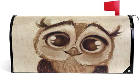 ALAZA WOOR Cute Owl Magnetic Mailbox Cover MailWraps Garden Yard Home Decor for Outside Oversized-25.5" x20.8"