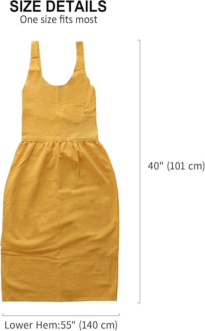 HANEE Cross Back Aprons for Women with Pockets | Japanese Style Cotton Apron | Cute Pinafore Smock for Kitchen etc (6 Colors)