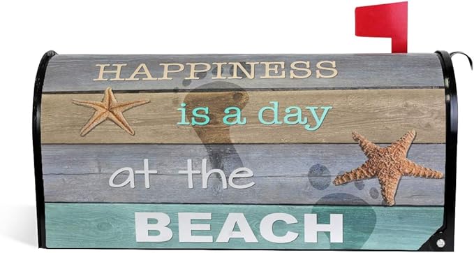 ALAZA WOOR Happiness is Day at The Beach Magnetic Mailbox Cover MailWraps Garden Yard Home Decor for Outside Standard Size-18"x 20.8"