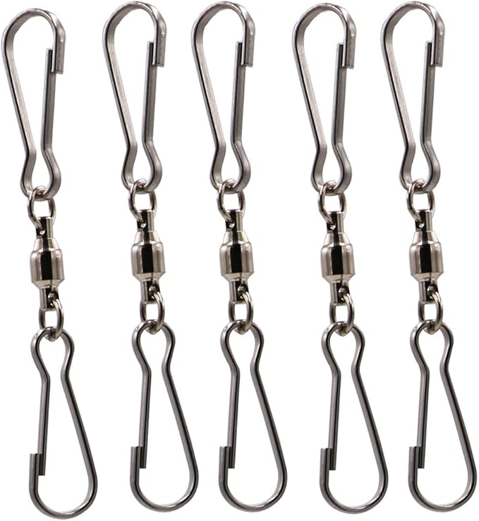 LGEGE Accessories for Wind Spinner, 5 PCS Smooth Spinning Dual Clip Swivels Wind Spinner Hangers Spiral Tails Twisters Wind Socks, for Spinning Windsocks, Kites, Flower Pots, Bird Feeders, Flags