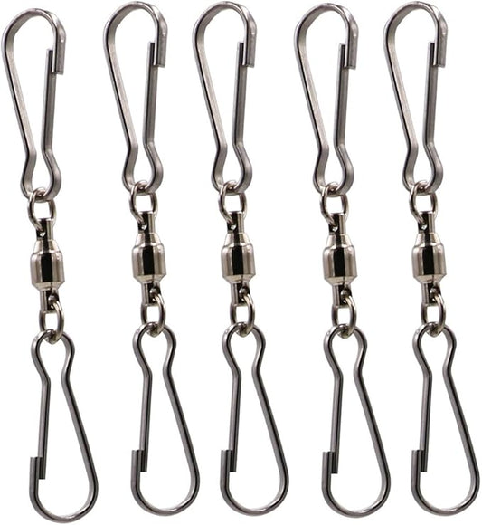 LGEGE Accessories for Wind Spinner, 5 PCS Smooth Spinning Dual Clip Swivels Wind Spinner Hangers Spiral Tails Twisters Wind Socks, for Spinning Windsocks, Kites, Flower Pots, Bird Feeders, Flags