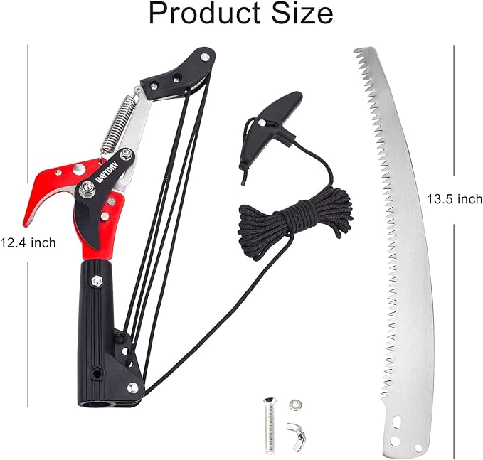 BAYTORY Extendable Tree Pruner Saw Head Without Pole, High-Altitude Branches Trimmer Pruning Shears, Harvester Clipper for Plant Twig Vine, Labor-saving 4 Wheels Garden Trimming Tool