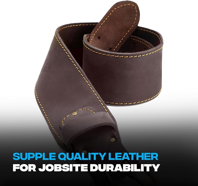 OX Pro Small/Medium 3" Wide Full Grain Leather Tool Belt with Double Stitched Construction Belt with Rivets - 27" to 38" Belt Length - OX-P263301