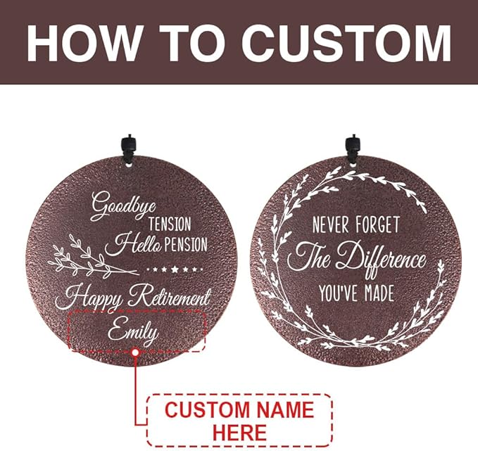 Retirement Wind Chimes Personalized, Happy Retirement Gifts for Woman/Man, Teacher/Worker, Custom Metal Wind Chimes for Parents/Older 36inch (Produced in USA)