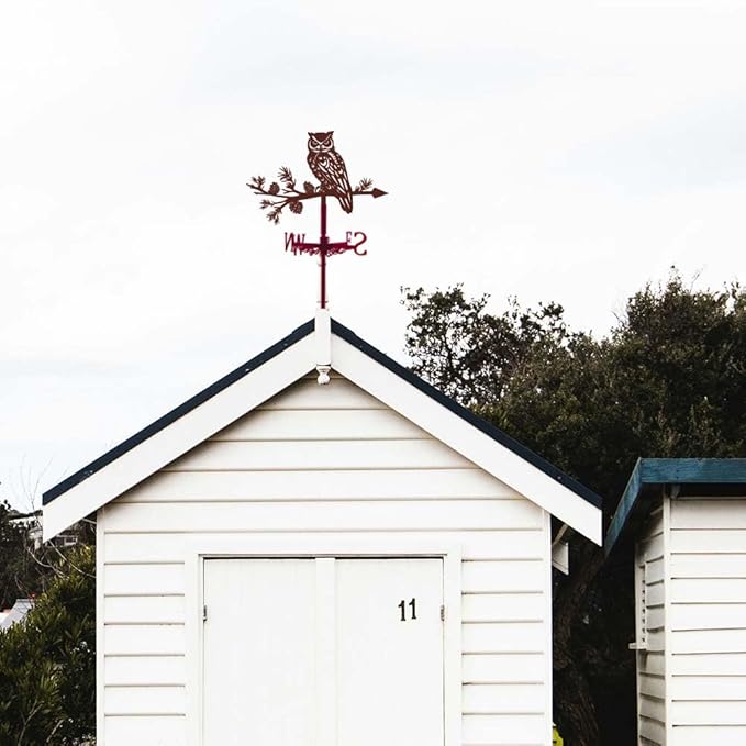 SUPERDANT Owl Weather Vane Animal Wind Vanes for Yard Animals Metal Weathervane Roof Mount for Gardens Outside Reddish Copper Weathervanes Farmhouse Farm Barn Sheds Patio Decorations