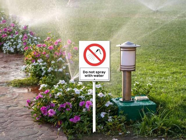 Do Not Spray With Water Yard Sign with 11.6Inch Metal Stake, 4.6" x 6", Rustproof Aluminum Sign Garden Sign Lawn Art, Set of 1