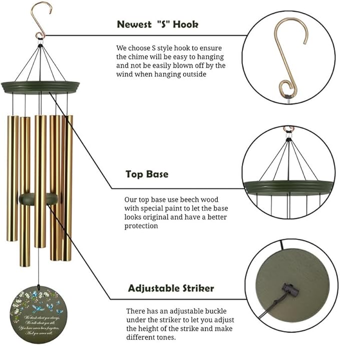 Personalized Sympathy Wind Chimes, Sympathy Memorial Gifts for Loss of Father, Remembrance Windchimes Loss of A Loved One, Memory Bereavement & Funeral Gifts, Product in USA