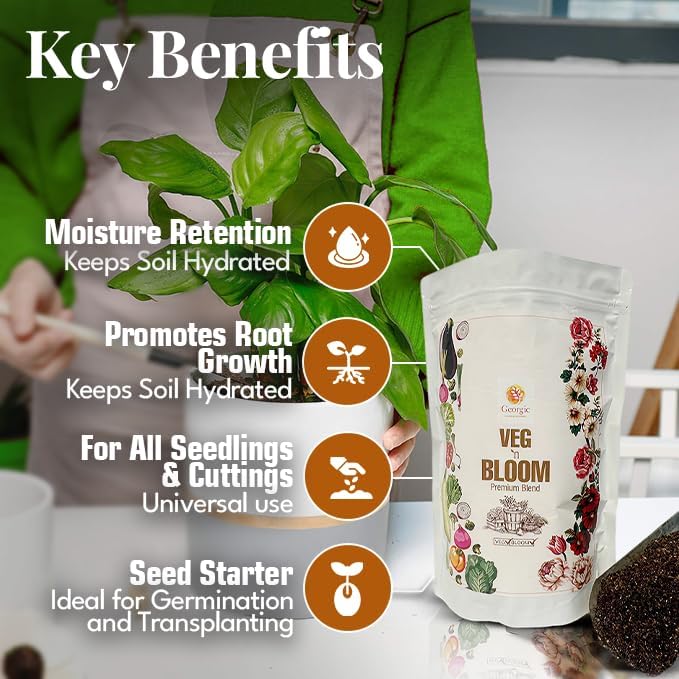 Veg N Bloom Natural Potting Mix – Nutrient-Rich Soil Blend for Vegetables, Herbs, Flowers & Houseplants – Coco Pith, Neem Frass for Root Growth & Seed Starting