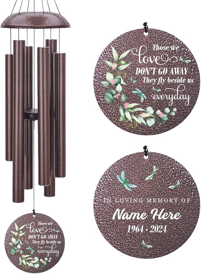 Sympathy Wind Chimes, Personalized Wind Chime for Loss of Loved Ones, Memorial Gifts Wind Chimes, Metal Bereavement Condolences Gifts for Funeral 36inch (Produced in USA)