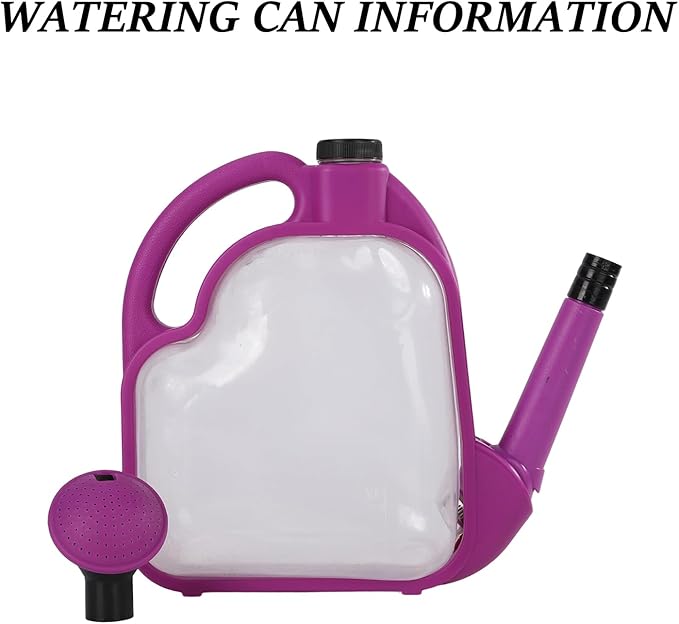 Foldable Watering Can 0.8 Gallon Transparent Plastic with Long Spout & Ergonomic Handle, Compact for Indoor Outdoor Plants（Purple）