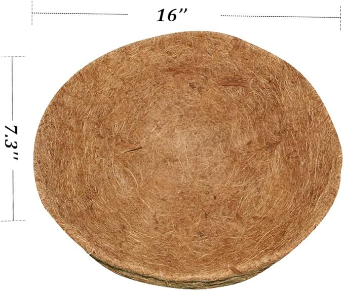 16" Round Coco Liner for Hanging Planter, 4Pcs, 100% Natural Coconut Coir Liner, Promotes Air Circulation & Water Retention, Ideal for Flower Plants & Garden Decorations