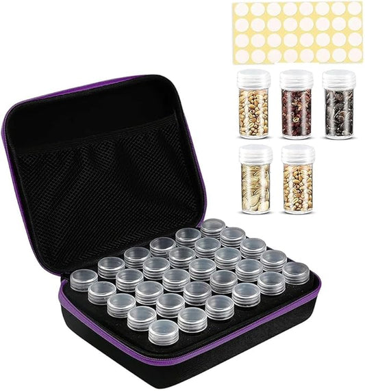 Tefola 30 pcs Seed Storage Organizer, Seed Organizer Storage Box with 30 Label Sticker, Flower Plant Garden Seed Storage Containers Can Be Used for Seeds, Jewelry, Diamond Storage（Purple）