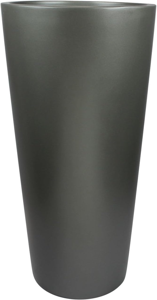 Dublin Tall Round Cylinder Fiberglass Planter (D:13" x H:26", Metallic Grey)