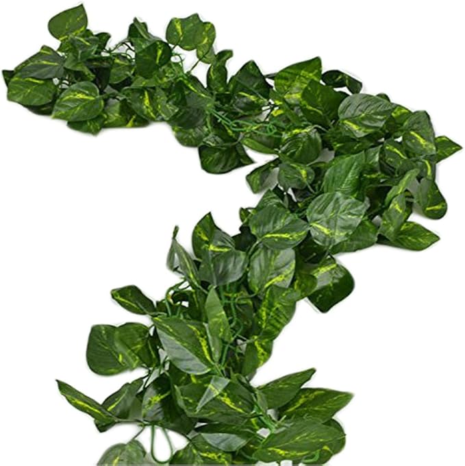 Unilove 168 feet Fake Foliage Garland Leaves Decoration Artificial Greenery Ivy Vine Plants for Home Decor Indoor Outdoors (Artificial Scindapsus Leaves)
