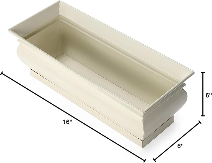 H Potter Herb Pots Indoor Planters with Drainage and Tray White Succulent Planter Window Sill Box Large Rectangular Outdoor Kitchen Flower Pot Garden Succulents Plants Ivory