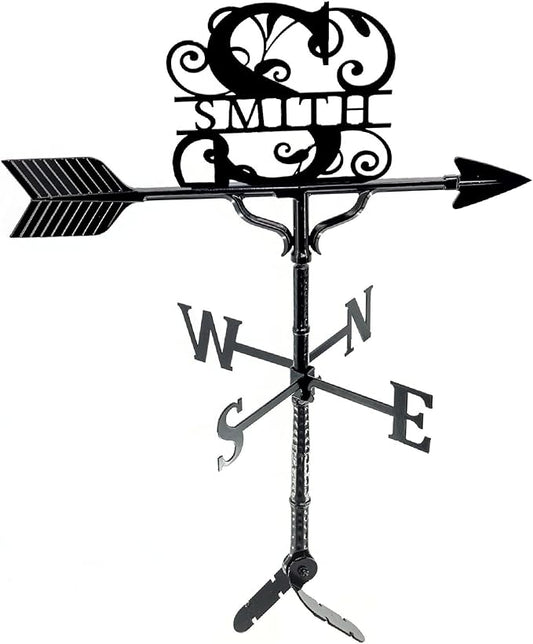 Montague Metal Products - Custom Monogram Weathervane - Metal Name Sign - Outdoor Decor - Roof Mount Included - Cast Metal - Easy to Install