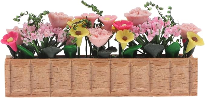 GANAZONO 2pcs Miniature Flower Bed Dollhouse Garden Planter Bed Mini Window Box Micro Landscape Decoration Fairy Garden Dollhouse Accessories