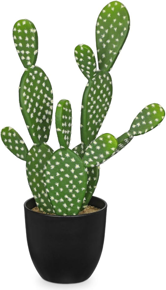 DILATATA 16.5" Small Fake Cactus Plant Potted 'Prickly Pear Cactus' Faux Cacti for Home Garden Office Decor Housewarming Gifts