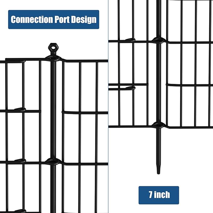 16 Panels Garden Fence,Rustproof Metal Fence Panels - 32in (H)×37.8ft (L) Garden Fencing Animal Barrier with Gate,Dog Fence Outdoor for Yard