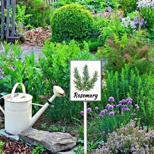 FemiaD Plant Label Signs Planted Herb Garden Markers Waterproof Aluminum Plant Stake Tags Rosemary Sign for Nursery Indoor Outdoor Garden Decoration 7x8.8inch
