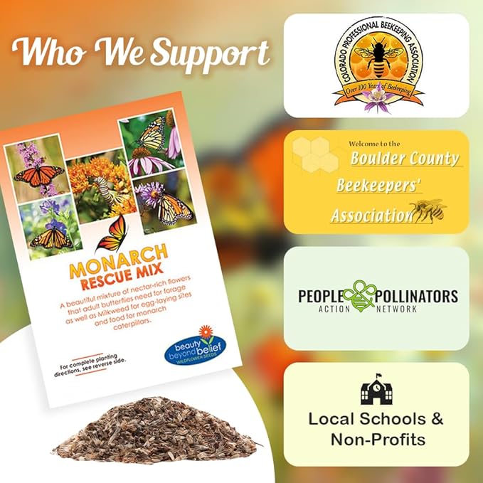 Monarch Butterfly Rescue Wildflower Seed Packet - 1oz, Open-Pollinated Wildflower, No Fillers, Annuals, Perennials and Milkweed Seeds for Monarch Butterfly 1oz (Pack of 2)